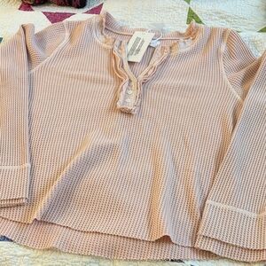 Dear John Blush Waffle Knit Long Sleeve Top